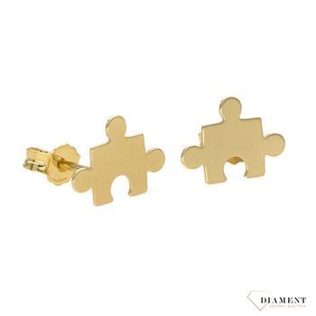 Złote kolczyki 585 przy uchu puzzle KL 7528 585.jpg